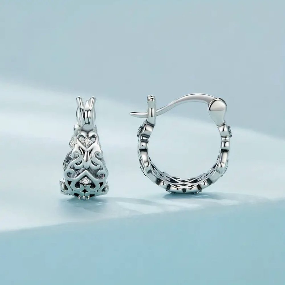 Vintage Style Hollow Cut Design • 925 Sterling Silver Earrings